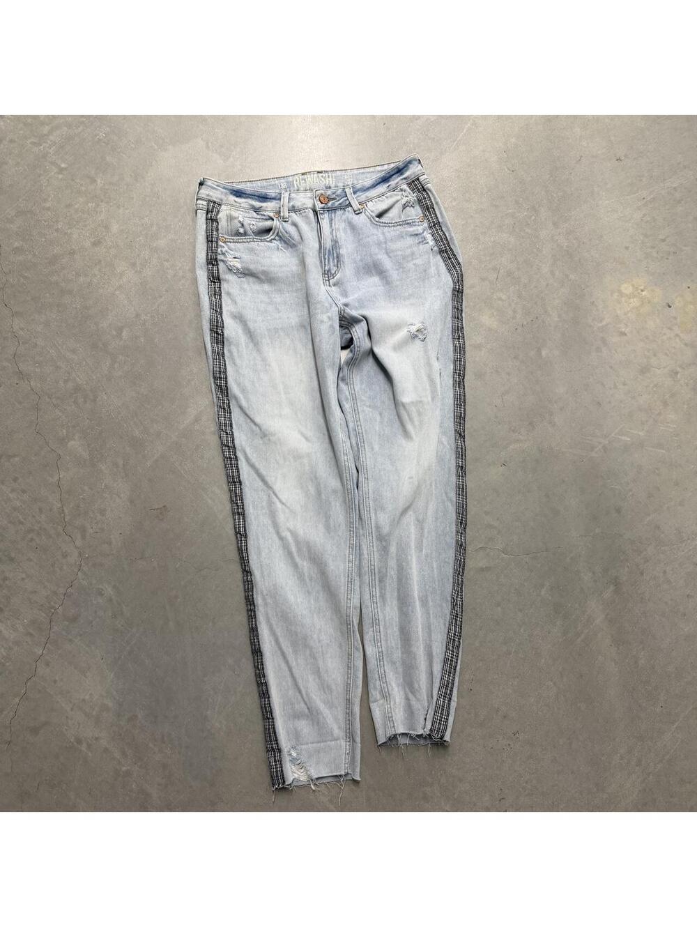 Y2K Rewash Women's Light Wash Distressed Side Stripe Skinny Jeans Size 13/31